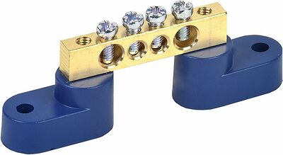 REXANT 11-2324 Шина «N» нулевая 6х9мм на двух угловых синих изоляторах 4 группы REXANT
