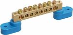 REXANT 11-2326 Шина «N» нулевая 6х9мм на двух угловых синих изоляторах 8 групп REXANT