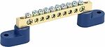 REXANT 11-2327 Шина «N» нулевая 6х9мм на двух угловых синих изоляторах 10 групп REXANT