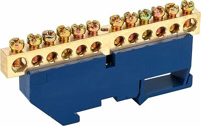 REXANT 11-2349 Шина «N» нулевая с синим изолятором на DIN-рейку 8x12мм стойка бол. 12 групп REXANT