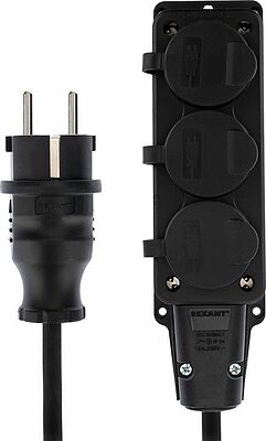 REXANT 11-7080 Удлинитель-шнур на рамке КГ 3х1,5, 10м, 3 гнезда, морозостойкий, с/з, 16А, 3500Вт, IP44 (Сделано в России) REXANT