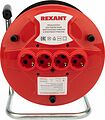 REXANT 11-7085 Удлинитель-шнур на катушке REXANT ПВС 3х1.0, 50 м, 4 гнезда, с/з, 10 А, 2200 Вт, IP20, оранжевый (Сделано в России)