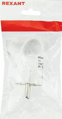 REXANT 11-8951 Вилка Евро угловая с з/к 16А с кольцом белая REXANT