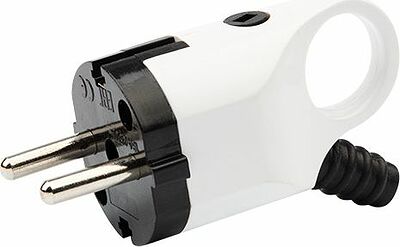 REXANT 11-8952 Вилка Евро угловая с з/к 16А с кольцом бело-черная REXANT