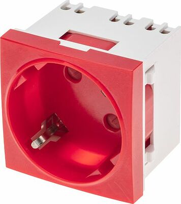 REXANT 11-8978 Розетка электрическая 45x45, CEE 7/4, 2K+3, 16A, красная REXANT