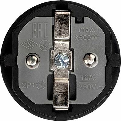 REXANT 111-001 Вилка влагозащищенная прямая, с/з, 16А, IP44, каучук, черная REXANT