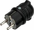 REXANT 111-003 Вилка влагозащищенная угловая, с/з, 16А, IP44 каучук, черная REXANT