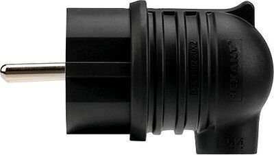REXANT 111-003 Вилка влагозащищенная угловая, с/з, 16А, IP44 каучук, черная REXANT