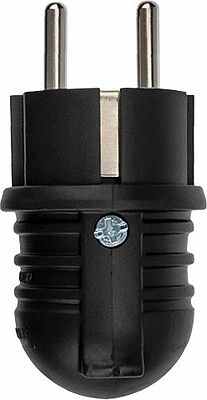 REXANT 111-003 Вилка влагозащищенная угловая, с/з, 16А, IP44 каучук, черная REXANT
