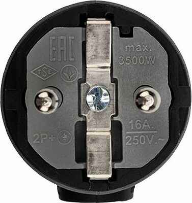 REXANT 111-003 Вилка влагозащищенная угловая, с/з, 16А, IP44 каучук, черная REXANT