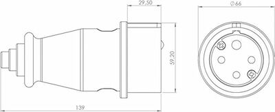 REXANT 111-006 Вилка влагозащищенная переносная 3Р+РЕ, 32А, IP44 каучук, черная REXANT