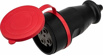 REXANT 111-012 Розетка влагозащищенная переносная с крышкой 1 гнездо, 3Р+РЕ, 32А, IP44, каучук, черная REXANT