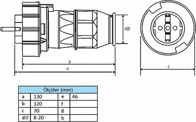 REXANT 111-013 Вилка влагозащищенная прямая 2P+РE, 16А, IP68, серая REXANT
