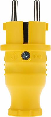 REXANT 111-014 Вилка влагозащищенная прямая, c/з, 16А, IP44, каучук, желтая REXANT