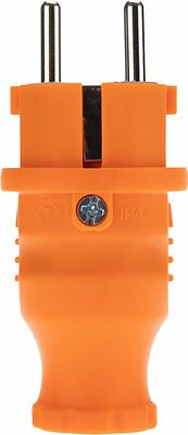 REXANT 111-015 Вилка влагозащищенная прямая, c/з, 16А, IP44, каучук, оранжевая REXANT