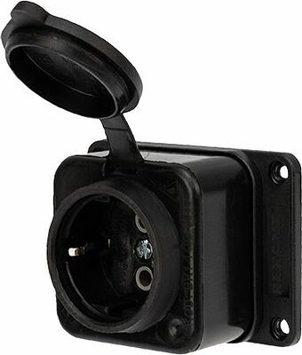 REXANT 111-111 Розетка влагозащищенная с крышкой 1 гнездо, с/з, 16А, IP54, каучук, черная REXANT