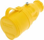 REXANT 111-122 Розетка влагозащищенная переносная с крышкой 1 гнездо, с/з, 16А, IP54, каучук, желтая REXANT