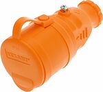REXANT 111-123 Розетка влагозащищенная переносная с крышкой 1 гнездо, с/з, 16А, IP54, каучук, оранжевая REXANT