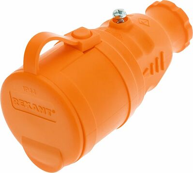 REXANT 111-123 Розетка влагозащищенная переносная с крышкой 1 гнездо, с/з, 16А, IP54, каучук, оранжевая REXANT