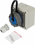 REXANT 111-125 Розетка влагозащищенная настенная с крышкой 1 гнездо, 2Р+РЕ, 16А, IP68, серая REXANT