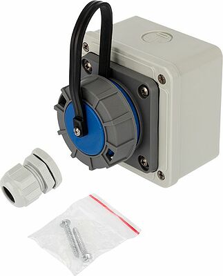 REXANT 111-125 Розетка влагозащищенная настенная с крышкой 1 гнездо, 2Р+РЕ, 16А, IP68, серая REXANT