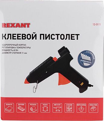REXANT 12-0111 Пистолет клеевой, 60Вт, Ø11мм, настройка температуры 120..240℃, кейс REXANT