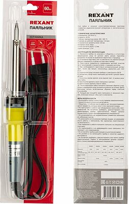 REXANT Паяльник с керам. нагревателем, долговечное жало 230V/ 60 Вт REXANT 12-0124 (12-0124)