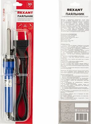 REXANT 12-0130 Паяльник долговечное жало, серия Точная Пайка, 30Вт, 230В, блистер REXANT