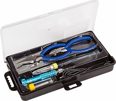 REXANT 12-0168 Набор для пайки №16 (USB-паяльник 8Вт, кусачки, тонкогубцы, подставка, припой, отвертка) REXANT