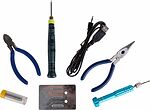 REXANT 12-0168 Набор для пайки №16 (USB-паяльник 8Вт, кусачки, тонкогубцы, подставка, припой, отвертка) REXANT