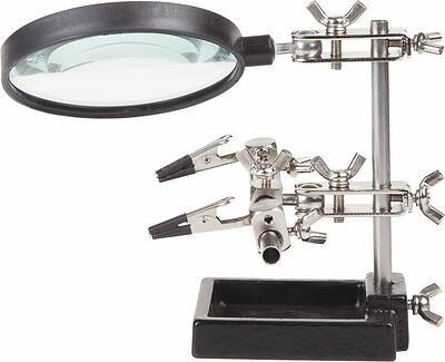 REXANT 12-0254 Держатель Третья рука, 2 зажима, лупа 90мм (3х), чугун REXANT
