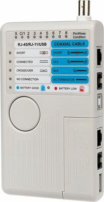 REXANT 12-1003 Тестер кабеля универсальный 5 в 1 RJ-45+RJ-11/RJ-12+1394+USB+BNC 3468 REXANT