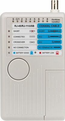 REXANT 12-1003 Тестер кабеля универсальный 5 в 1 RJ-45+RJ-11/RJ-12+1394+USB+BNC 3468 REXANT