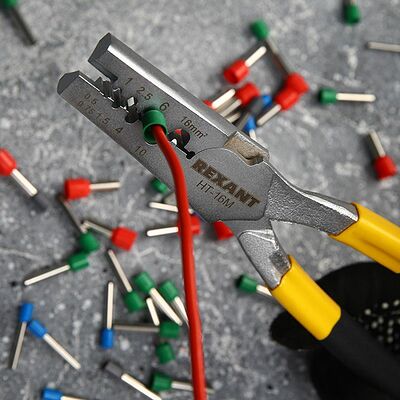 REXANT 12-3208 Пресс-клещи HT-16M для обжима втулочных наконечников 0,5-16мм² REXANT