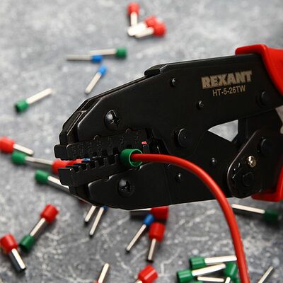 REXANT 12-3222 Кримпер HT-5-26TW для обжима двойных штыревых наконечников 2x(0,5-6,0)мм² REXANT