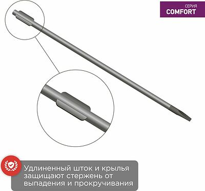 REXANT 12-4721 Отвертка шлицевая SL3х75мм, двухкомпонентная рукоятка REXANT