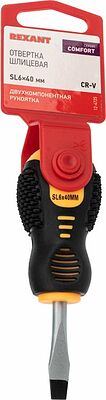 REXANT 12-4725 Отвертка шлицевая SL6х40мм, двухкомпонентная рукоятка REXANT