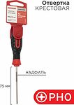 REXANT 12-4726-1 Отвертка крестовая PH0х75мм, трехкомпонентная рукоятка, сталь S2 REXANT