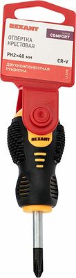 REXANT 12-4730 Отвертка крестовая PH2х40мм, двухкомпонентная рукоятка REXANT
