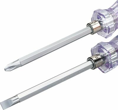 REXANT 12-4742 Отвертка комбинированная, прозрачная рукоятка, двухсторонний стержень 120мм (крестовая PH2, шлицевая SL6) REXANT
