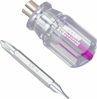 REXANT 12-4743 Отвертка комбинированная, прозрачная рукоятка, двухсторонний стержень 40мм (крестовая PH2, шлицевая SL6) REXANT