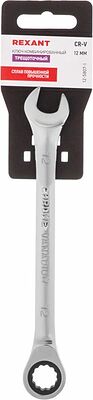 REXANT 12-5807-1 Ключ комбинированный трещоточный 12мм, CrV, зеркальный хром REXANT 