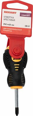 REXANT 12-6412 Отвертка крестовая PH1х40мм, двухкомпонентная рукоятка REXANT