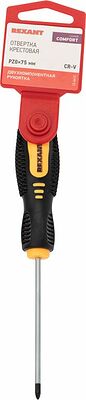 REXANT 12-6413 Отвертка крестовая PZ0х75мм, двухкомпонентная рукоятка REXANT