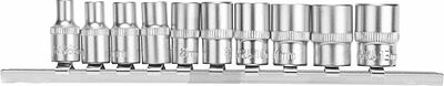 REXANT 12-8316 Набор торцевых головок 1/4, шестигранные, CrV, 10 шт., 4-13мм REXANT