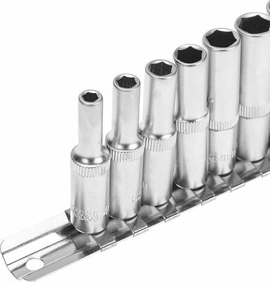 REXANT 12-8318 Набор удлиненных торцевых головок 1/4, шестигранные, CrV, 10 шт., 4-13мм REXANT