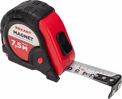 REXANT 12-9016 Рулетка измерительная Профи прорезиненный корпус, магнитная, 7,5м х 25мм REXANT
