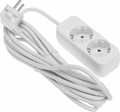 REXANT 13-4005 Удлинитель STANDARD 2 гнезда, 5м, 3х1,0мм², с/з, белый REXANT