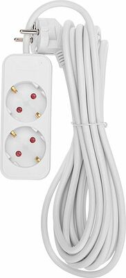 REXANT 13-4005 Удлинитель STANDARD 2 гнезда, 5м, 3х1,0мм², с/з, белый REXANT