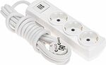 REXANT 13-4110 Удлинитель PREMIUM 3 гнезда, 3м, 3х1,5мм², с/з, 2 USB, белый REXANT